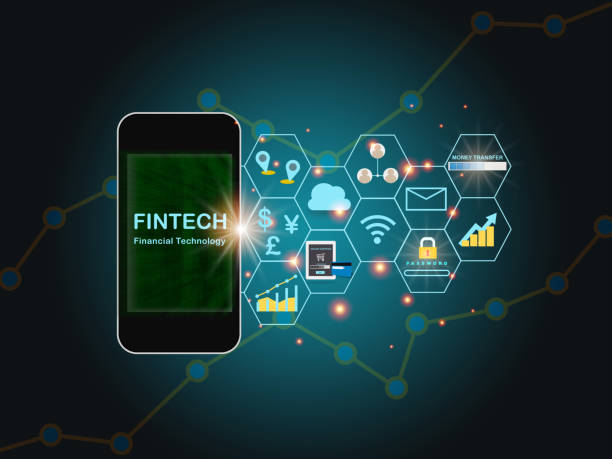 istock Financial technology words on smart phone screen with fintech theme background 1280188158