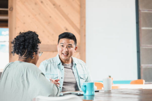 istock Couple on date at restaurant have exciting discussion 1280190167