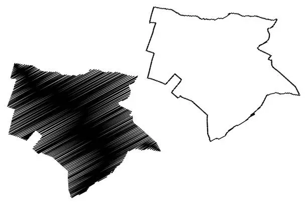 Vector illustration of Trujillo City (Republic of Peru, Department of La Libertad) map vector illustration, scribble sketch City of Trujillo map