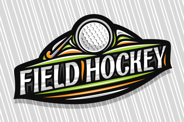 ilustraciones, imágenes clip art, dibujos animados e iconos de stock de etiqueta vectorial para field hockey - hockey sobre hierba