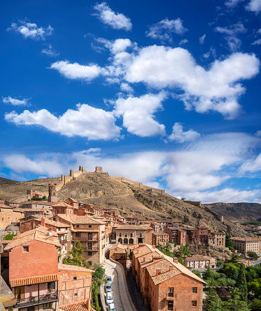 Albarracin village skyline in Teruel Aragon declared one of the most beautiful villages in Spain
