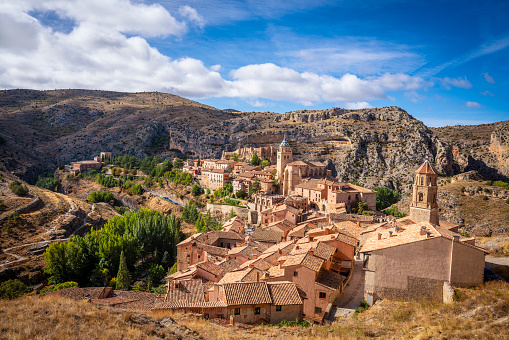 Albarracin village skyline in Teruel Aragon declared one of the most beautiful villages in Spain