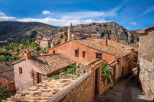 Albarracin village streets in Teruel Aragon declared one of the most beautiful villages in Spain