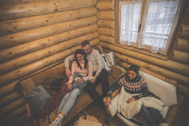 istock Cozy cabin for friends' vacation during winter 1280197164