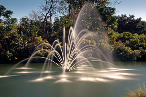 Spouting fountain - long exposure gives the water streams a silky look.
