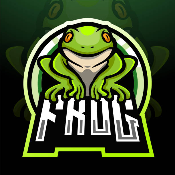 frog esport logo maskotka projekt - bullfrog frog amphibian wildlife stock illustrations