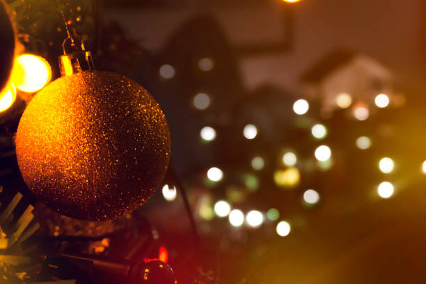 istock Close-up on beautiful Christmas ornaments hanging on the tree 1280205070