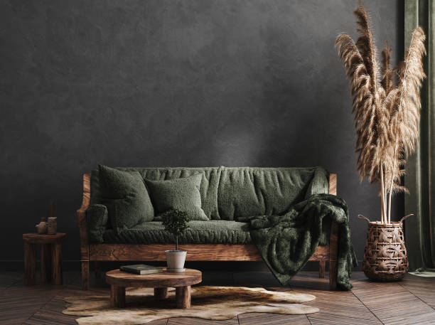 Living room interior, ethnic style