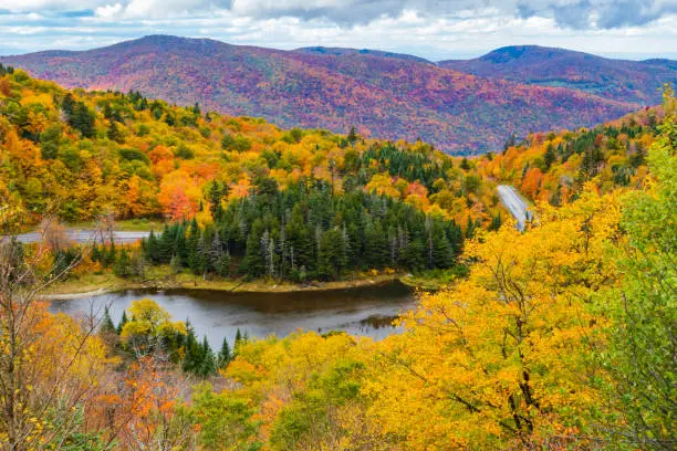 Photo of Appalachian Gap in bright colored fall foliage