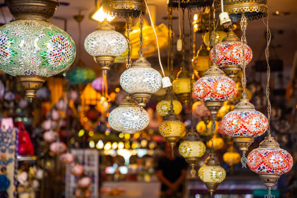 istock Turkish multicolor lamps in the Bazaar in Antalya, Turkey 1280207372