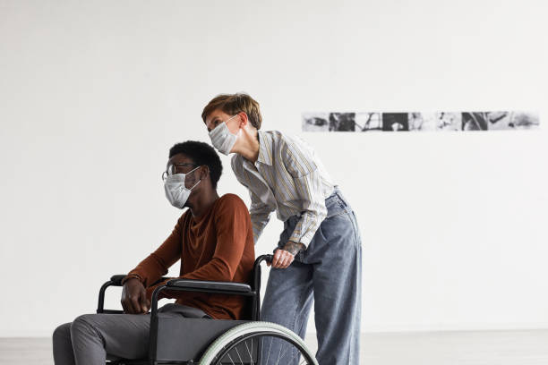 istock Handicapped Young Man Visiting Museum of Modern Art 1280209739
