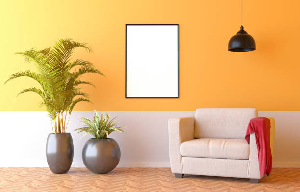 istock Modern living room, interior and frame mockup. 3d render 1280214961