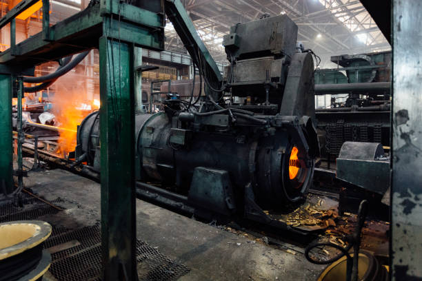 istock Iron pipe centrifugal pipe casting machine at the foundry 1280216126