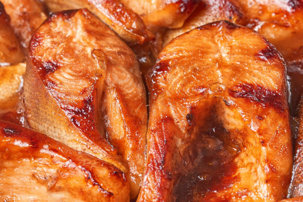 baked red fish in a marinade of teriyaki sauce