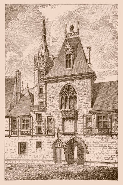 dom jacques'a coeura w bourges - cher stock illustrations