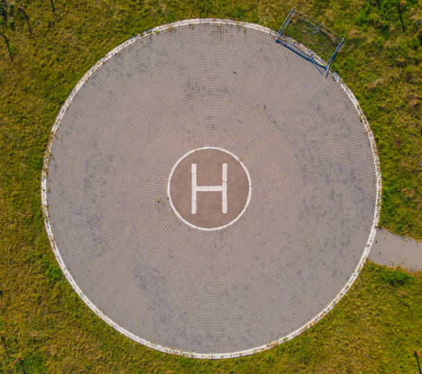 Helipad or helicopter parking in the meadow