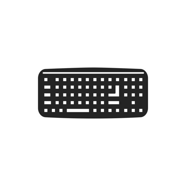 istock Keyboard black glyph icon. Input device. Allows a person to enter letters, numbers, and other symbols. Pictogram for web page, mobile app, promo. UI UX GUI design element. 1280221418