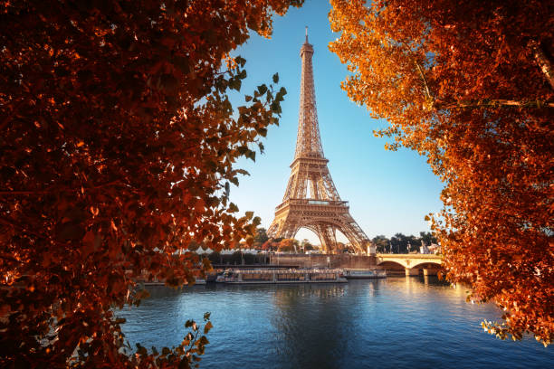 istock Seine in Paris with Eiffel tower in autumn time 1280224226