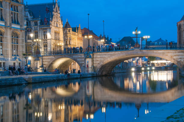 istock Ghent Belgium at night 1280226475