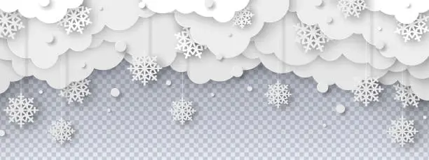 Vector illustration of Snowy clouds paper cut