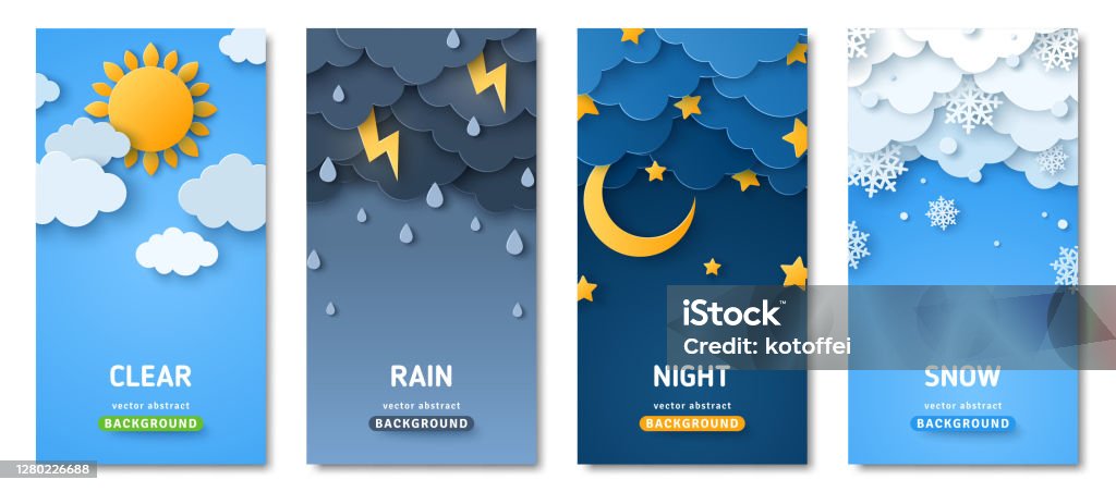 Ensemble d’affiches météo - clipart vectoriel de Temps qu'il fait libre de droits Ensemble d’affiches météo - clipart vectoriel de Temps qu'il fait libre de droits