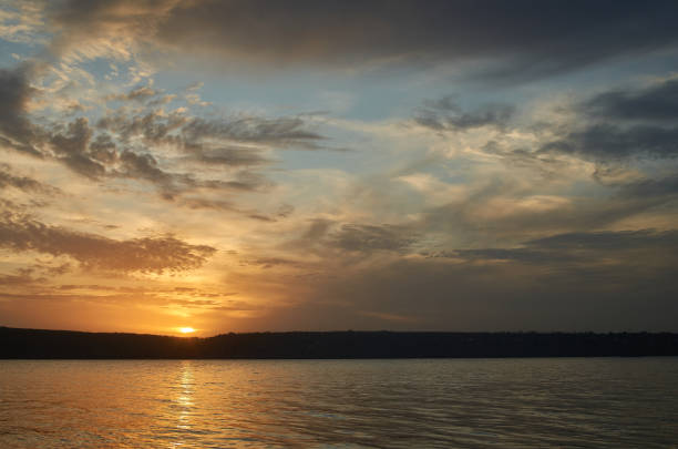 istock Beautiful sunset over the lake 1280232029