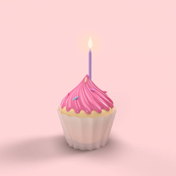 istock 3D illustration of a cupcake for birthday greeting card 1280232774