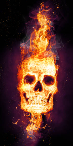istock Burning skull in flames in the darkness 1280241161