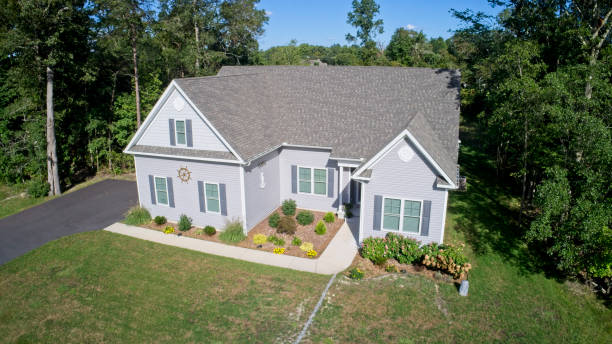 istock Aerial front view, house in rural area 1280242107
