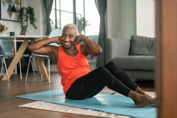 istock An active senior woman works out from her lounge room 1280247439