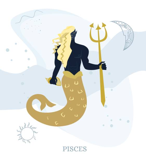 Zodiac signs Pisces. Vector illustration of the zodiac symbol. Vector illustration in flat style Zodiac signs Pisces. Vector illustration of the zodiac symbol. Vector illustration in flat style cosmos of the stars of the constellation capricorn and gems stock illustrations