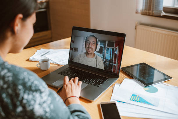 istock Businesswoman in video call at home. 1280247728