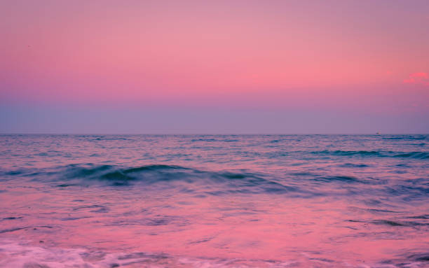 istock Foggy Twilight Seascape over the Horizon on Martha's Vineyard in Autumn. Selective focus image with motion blur of the waves. 1280249435