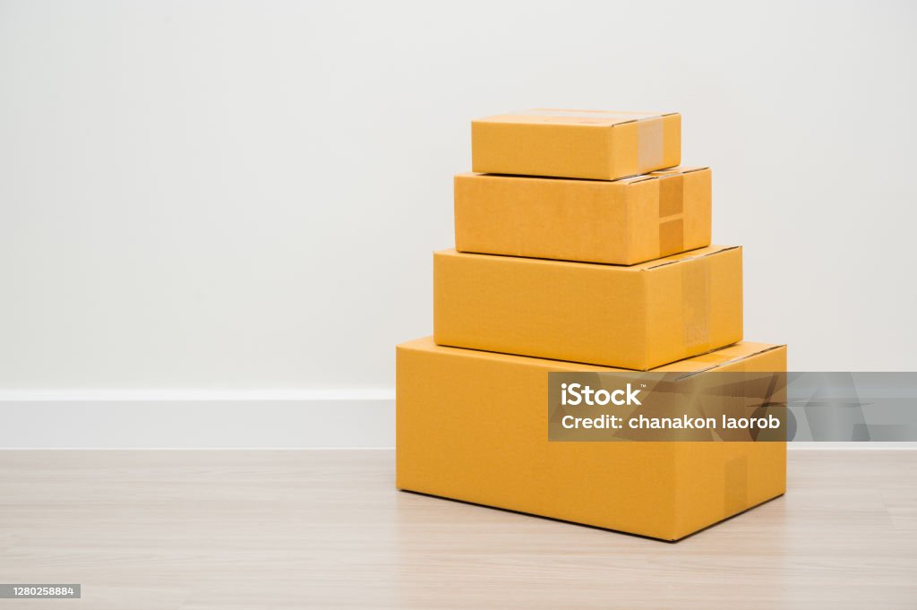 Empty Box Sample Stacking Stacking Of Box Parcel Cardboard Mock Up On Blank Space White ...