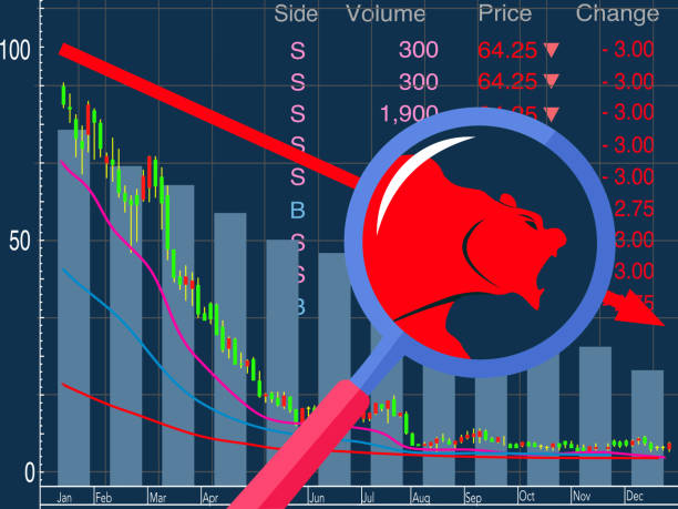 istock bear market  and red arrow downward trend line. bearish market concept 1280266023