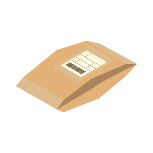 ilustrações de stock, clip art, desenhos animados e ícones de isometric parcel icon.packing box vector illustration isolated on white background. - cardboard box