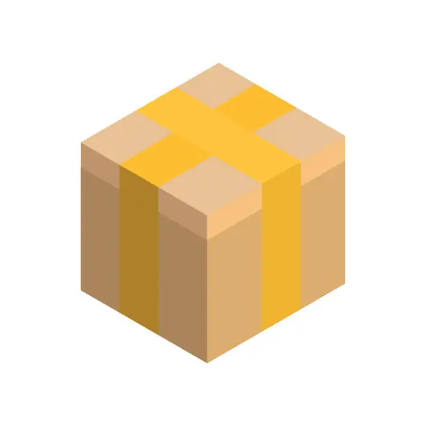 Vector illustration of Isometric parcel icon.Packing box vector illustration isolated on white background.