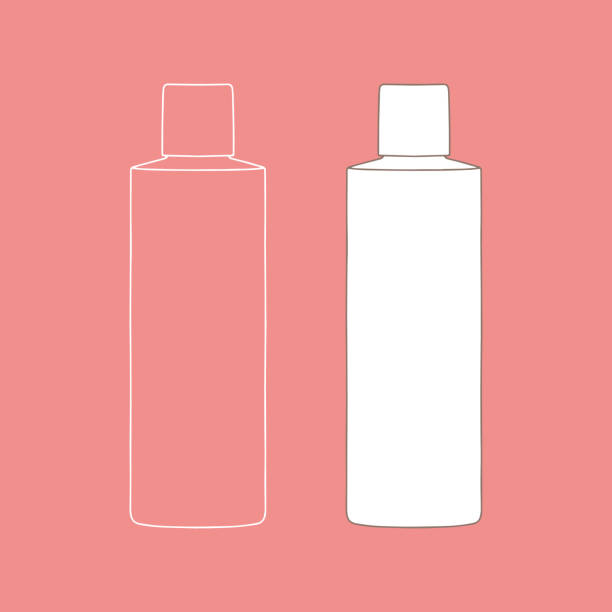 линейная бутылка шампуня, бальзама, крема или другого косметического продукта. - hair balsam stock illustrations