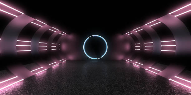istock 3D abstract background with neon lights. neon tunnel .space construction . 3d illustration 1280274903
