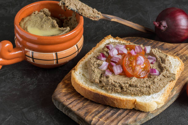 istock homemade meat pate on toasted crusty bread. 1280275053