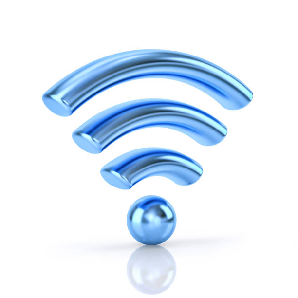 istock Blue metal WiFi wireless symbol isolated on white 1280278943