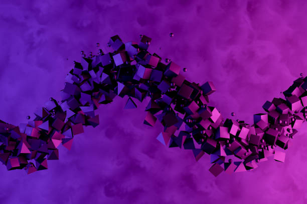 istock Abstract Flying Cubes, Geometric Shapes Background, Neon Lighting 1280280595