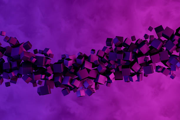 istock Abstract Flying Cubes, Geometric Shapes Background, Neon Lighting 1280281200