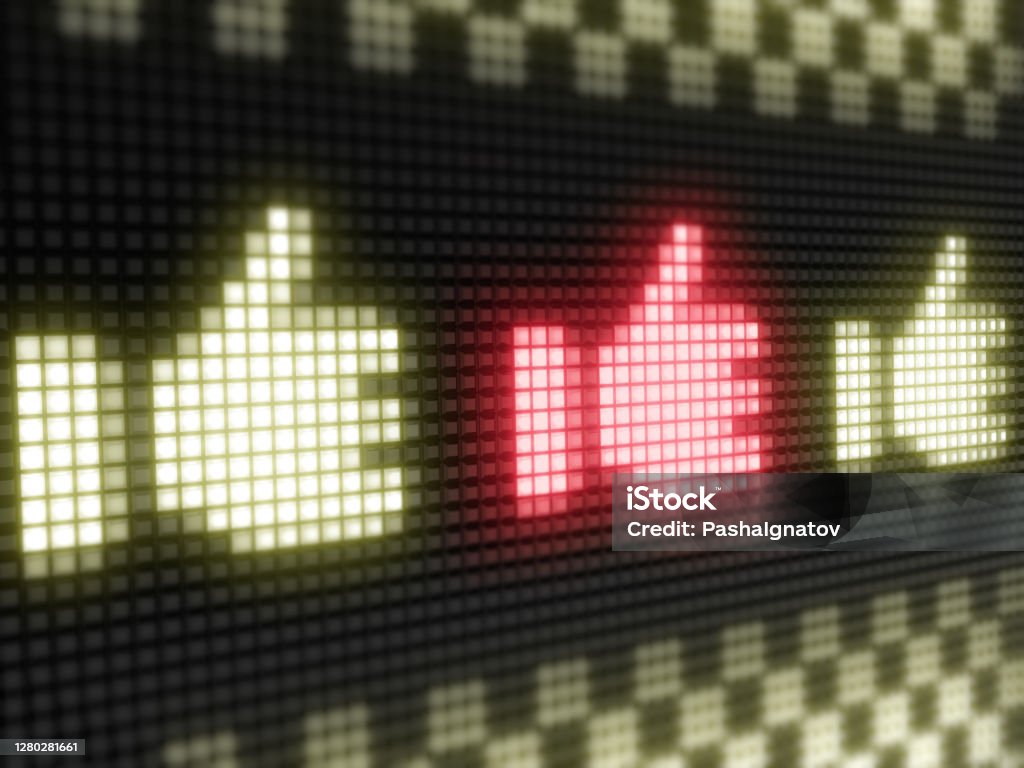 Like icon The bright icon in a light board with big pixel. Agreement Stock Photo