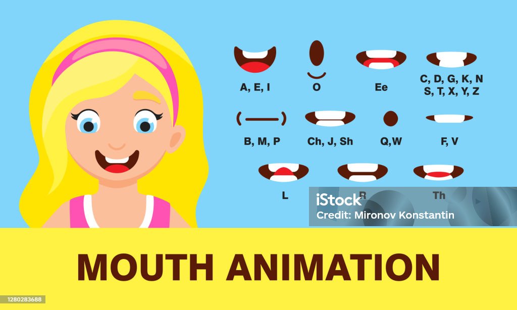 Girl Mouth Animation With Different Expressions In Flat Style Vector  Illustration Set Lip Sync Sound Pronunciation And Phoneme Mouth Talk  Expression Character Chart Stock Illustration - Download Image Now - iStock
