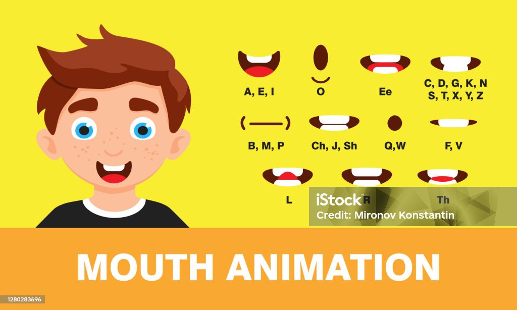 Boy Mouth Animation With Different Expressions In Flat Style Vector  Illustration Set Lip Sync Sound Pronunciation And Phoneme Mouth Talk  Expression Character Chart Stock Illustration - Download Image Now - iStock