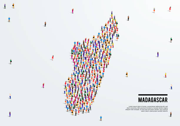 istock Madagaskar Map. Large group of people form to create a shape of Madagaskar Map. vector illustration. 1280287363