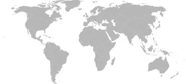 Vector illustration of Slovenia country highlighted on world map.