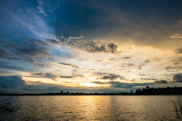 istock Sunset on the lake landscape 1280293794