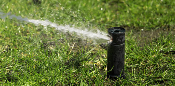 istock Automatic irrigation system. Watering the lawn. Lawn care. 1280295202